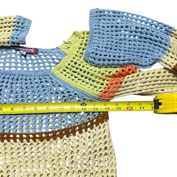 NWOT Urban Outfitters Y2K Crochet Color Block Bell Sleeve Crop Top Festival - Picture 4 of 6